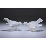 TWO LALIQUE FROSTED GLASS MODELS OF BIRDS