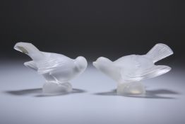 TWO LALIQUE FROSTED GLASS MODELS OF BIRDS