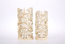 TWO CHINESE CANTON IVORY CARVINGS, 19TH CENTURY