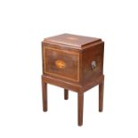 AN EDWARDIAN INLAID MAHOGANY WINE COOLER