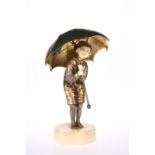 DEMETRE CHIPARUS (1886-1947), CHILD WITH UMBRELLA, A PATINATED BRONZE AND IVORY FIGURE