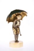 DEMETRE CHIPARUS (1886-1947), CHILD WITH UMBRELLA, A PATINATED BRONZE AND IVORY FIGURE