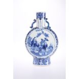 A CHINESE BLUE AND WHITE PORCELAIN MOON FLASK, 19TH CENTURY