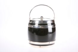 A SILVER-PLATED AND EBONISED ICE BUCKET, C.1900