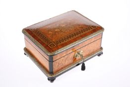 A FINE FRENCH GILT-METAL MOUNTED, FLORAL MARQUETRY, KINGWOOD AND BURR WALNUT BOX