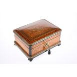 A FINE FRENCH GILT-METAL MOUNTED, FLORAL MARQUETRY, KINGWOOD AND BURR WALNUT BOX