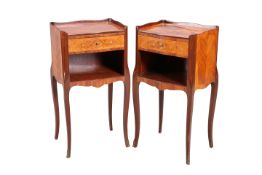 A PAIR OF CONTINENTAL FLORAL MARQUETRY OCCASIONAL TABLES