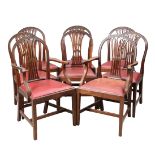 A SET OF EIGHT HEPPLEWHITE STYLE MAHOGANY DINING CHAIRS, EARLY 20TH CENTURY