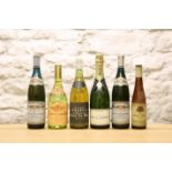 6 BOTTLES (INCLUDING 1 HALF BOTTLE) MIXED LOT CHAMPAGNE, CHABLIS, RARE GERMAN WINE AND MARC