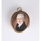 ENGLISH SCHOOL, c. 1820, A PORTRAIT MINIATURE OF A GENTLEMAN IN A WHITE STOCK