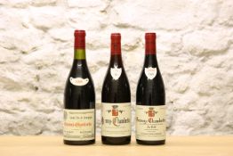 3 BOTTLES MIXED LOT VERY FINE CHAMBERTIN GRAND CRU, GEVEREY CHAMBERTIN ‘LIEU DIT’ AND ROUSSEAU VILLA