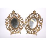 A PAIR OF 19TH CENTURY GILT-BRASS TABLE MIRRORS