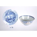 A CHINESE EXPORT BLUE AND WHITE PORCELAIN BOWL