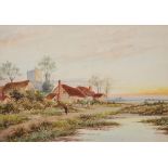 E*** RICHARDS, PASTORAL SCENES WITH COTTAGES, A PAIR