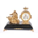 A GILT-METAL MANTEL CLOCK, C.1900