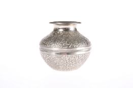 AN EASTERN SILVER (TESTED) VASE