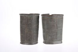 TWO BENIN BRONZE ARMLETS