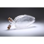 A 19th CENTURY ETCHED GLASS GIMMEL FLASK