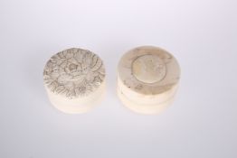 TWO JAPANESE CARVED IVORY BOXES, MEIJI PERIOD, c. 1900