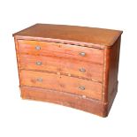 A 19TH CENTURY SATINWOOD CONCAVE CHEST OF DRAWERS