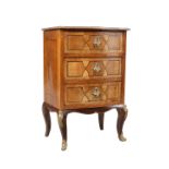 A CONTINENTAL INLAID WALNUT CHEST OF DRAWERS