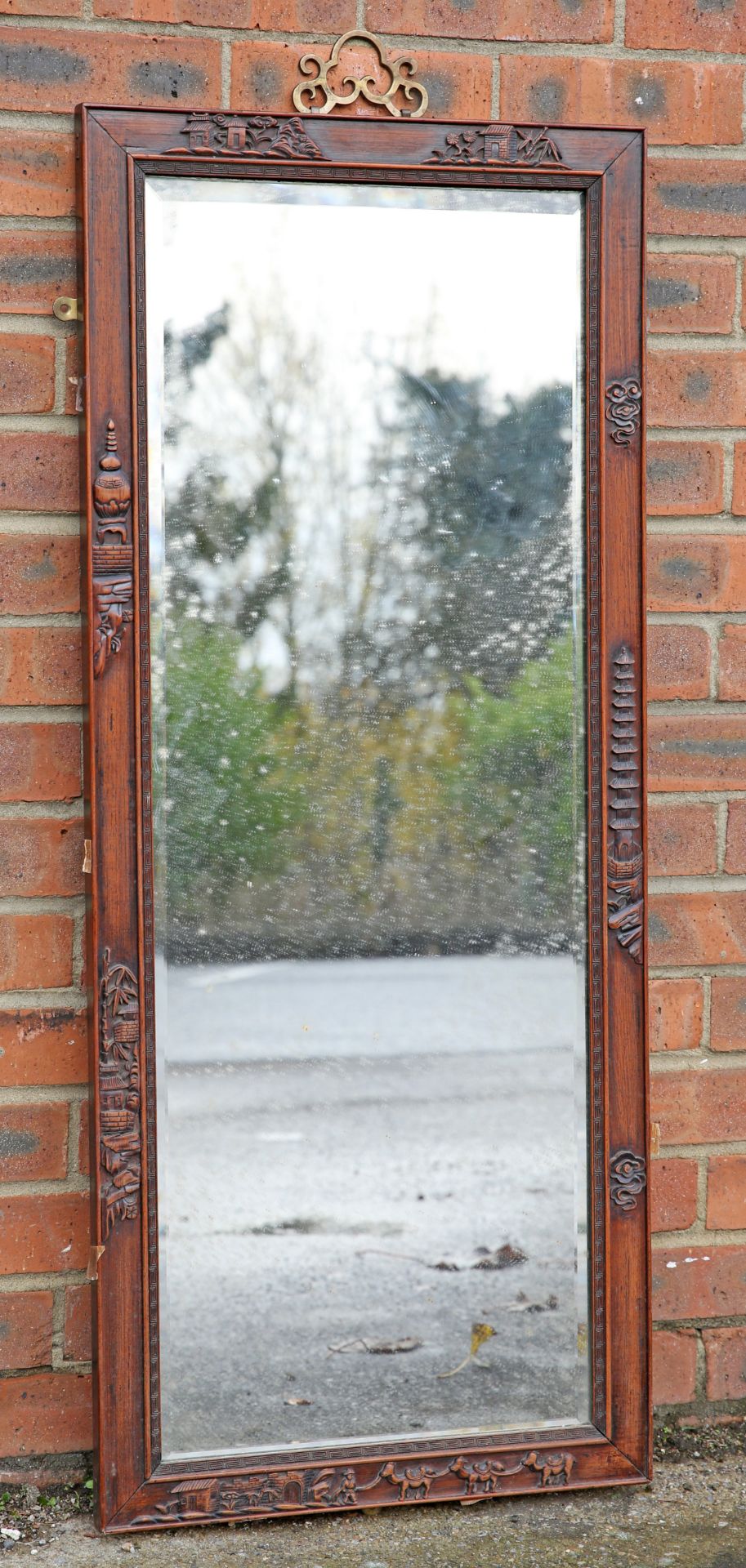 A CHINESE HARDWOOD MIRROR, EARLY 20TH CENTURY