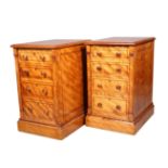 A PAIR OF VICTORIAN SATIN BIRCH BEDSIDE CHESTS