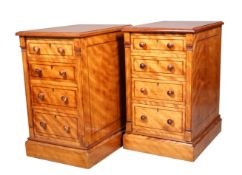 A PAIR OF VICTORIAN SATIN BIRCH BEDSIDE CHESTS