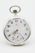 AN 0.800 GRADE SILVER OMEGA POCKET WATCH