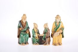 THREE MING STYLE SANCAI GLAZED EARTHENWARE FIGURES