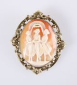 A 9ct GOLD MOUNTED SHELL CAMEO BROOCH