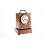 A FRENCH INLAID ROSEWOOD MANTEL CLOCK, 19TH CENTURY