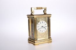 A LATE 19th CENTURY GILT-BRASS CARRIAGE CLOCK