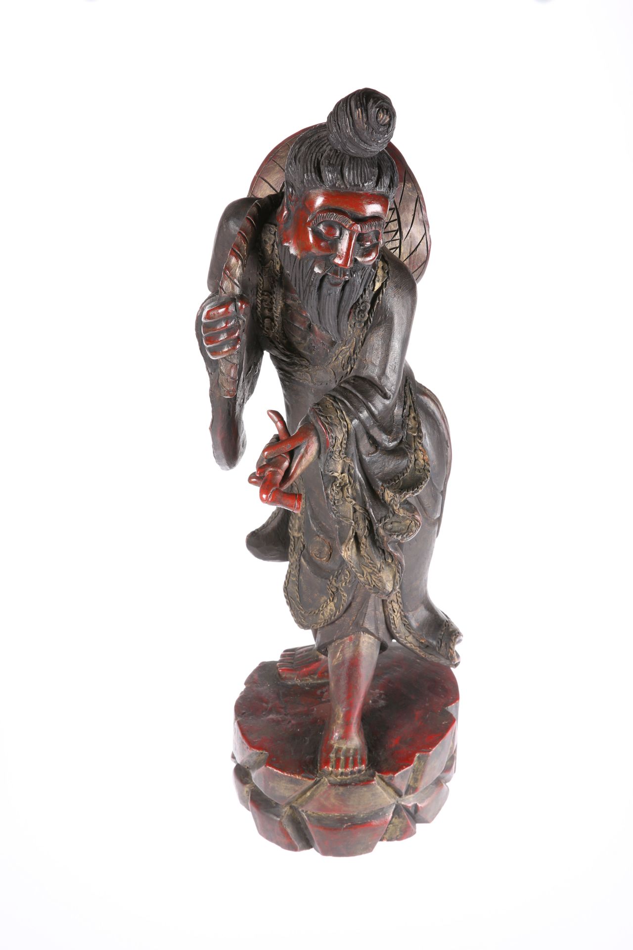 A LARGE CHINESE CARVED AND LACQUERED FIGURE, 19TH CENTURY