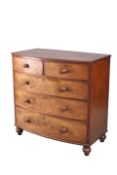 A VICTORIAN MAHOGANY BOW-FRONT CHEST OF DRAWERS,