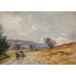 JOHN ATKINSON (1863-1924), HORSE AND CART ON A MOORLAND ROAD