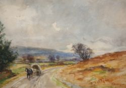 JOHN ATKINSON (1863-1924), HORSE AND CART ON A MOORLAND ROAD