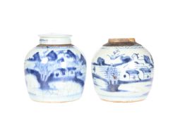 TWO CHINESE PROVINCIAL BLUE AND WHITE GINGER JARS