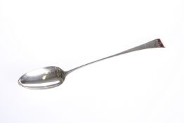 A GEORGE III SILVER OLD ENGLISH PATTERN GRAVY SPOON