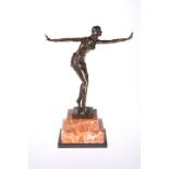 AN ART DECO STYLE BRONZE FIGURE OF A DANCER