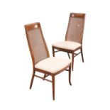 A PAIR OF SCOTTISH STAINED BEECH AND CANEWORK CHAIRS