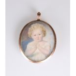 ENGLISH SCHOOL, 19th CENTURY, A PORTRAIT MINIATURE OF YOUNG GIRL WITH BLONDE HAIR