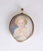 ENGLISH SCHOOL, 19th CENTURY, A PORTRAIT MINIATURE OF YOUNG GIRL WITH BLONDE HAIR