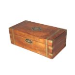 A 19TH CENTURY BRASS-BOUND WALNUT WRITING BOX