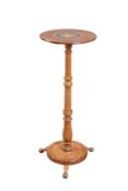 A 19TH CENTURY WALNUT CANDLE STAND