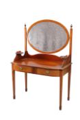 AN EDWARDIAN INLAID MAHOGANY DRESSING TABLE