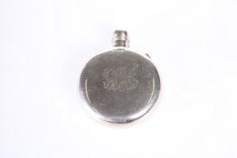 A VICTORIAN SILVER HIP FLASK, GEORGE W. ADAMS, LONDON 1877