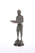 AN ORIENTALIST PATINATED BRONZE FIGURAL WAITER, LATE 19th CENTURY