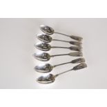 A SET OF SIX VICTORIAN SILVER TEASPOONS, THOMAS SEWELL I, NEWCASTLE 1855