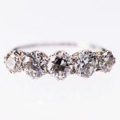 A FIVE STONE DIAMOND RING